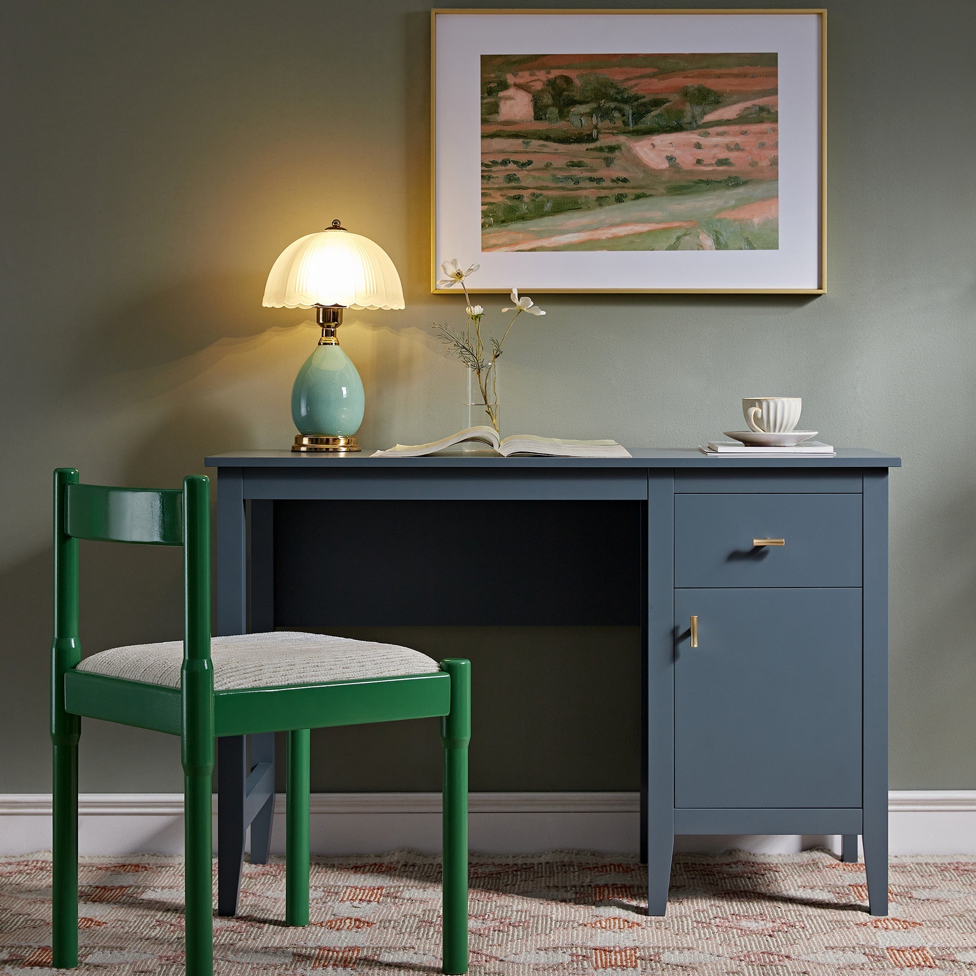 Oakham Writing Desk, Stormy Blue