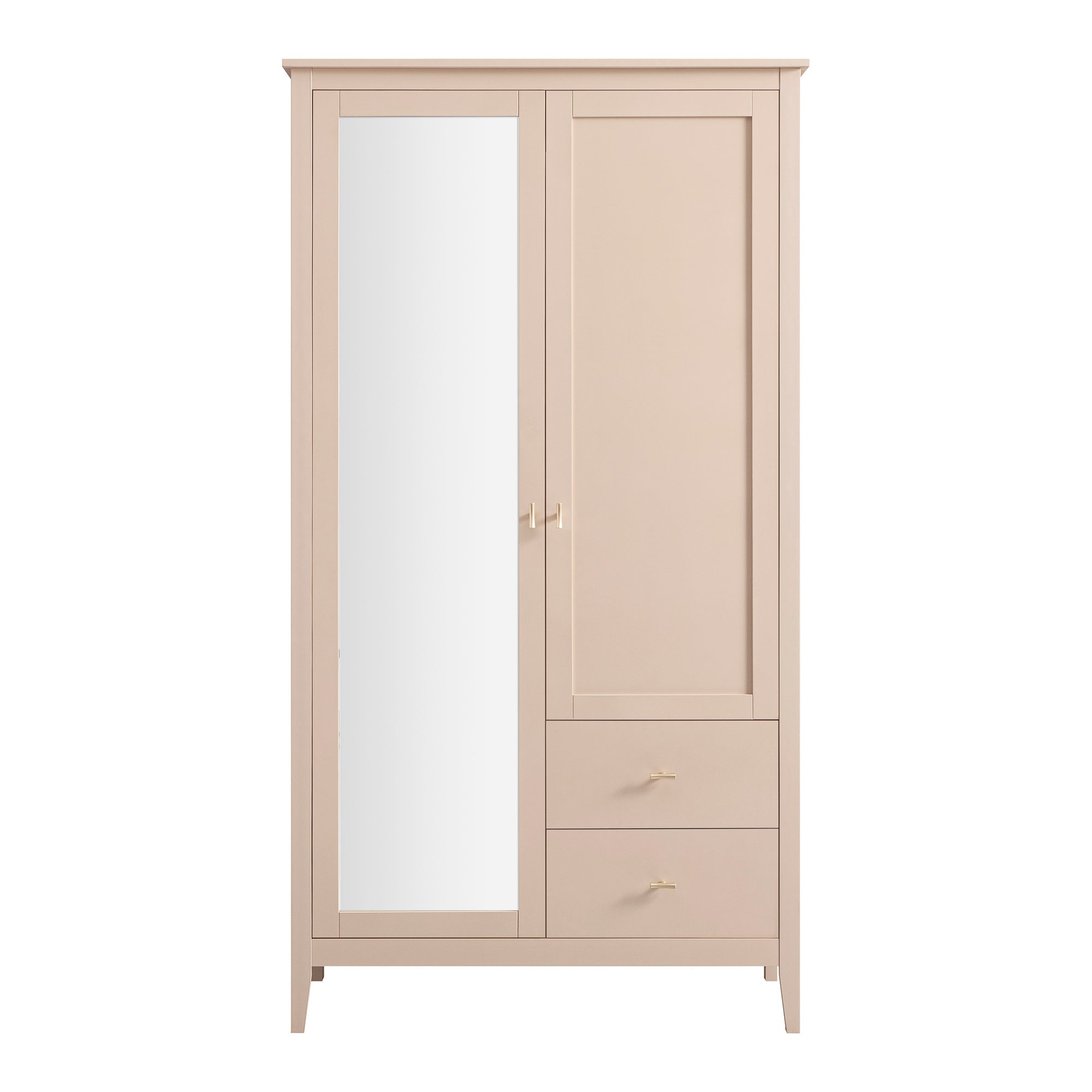 Oakham Mirrored Double Closet, Nude Pink