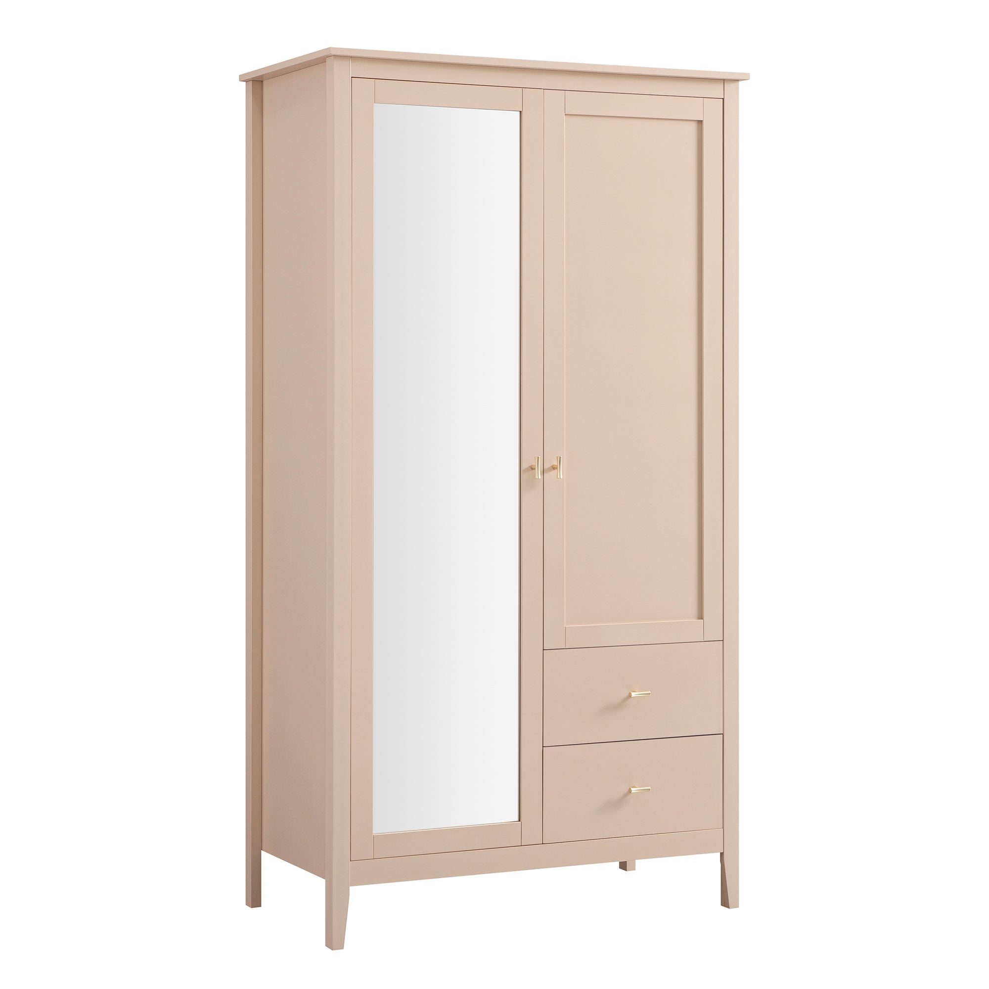 Oakham Mirrored Double Closet, Nude Pink