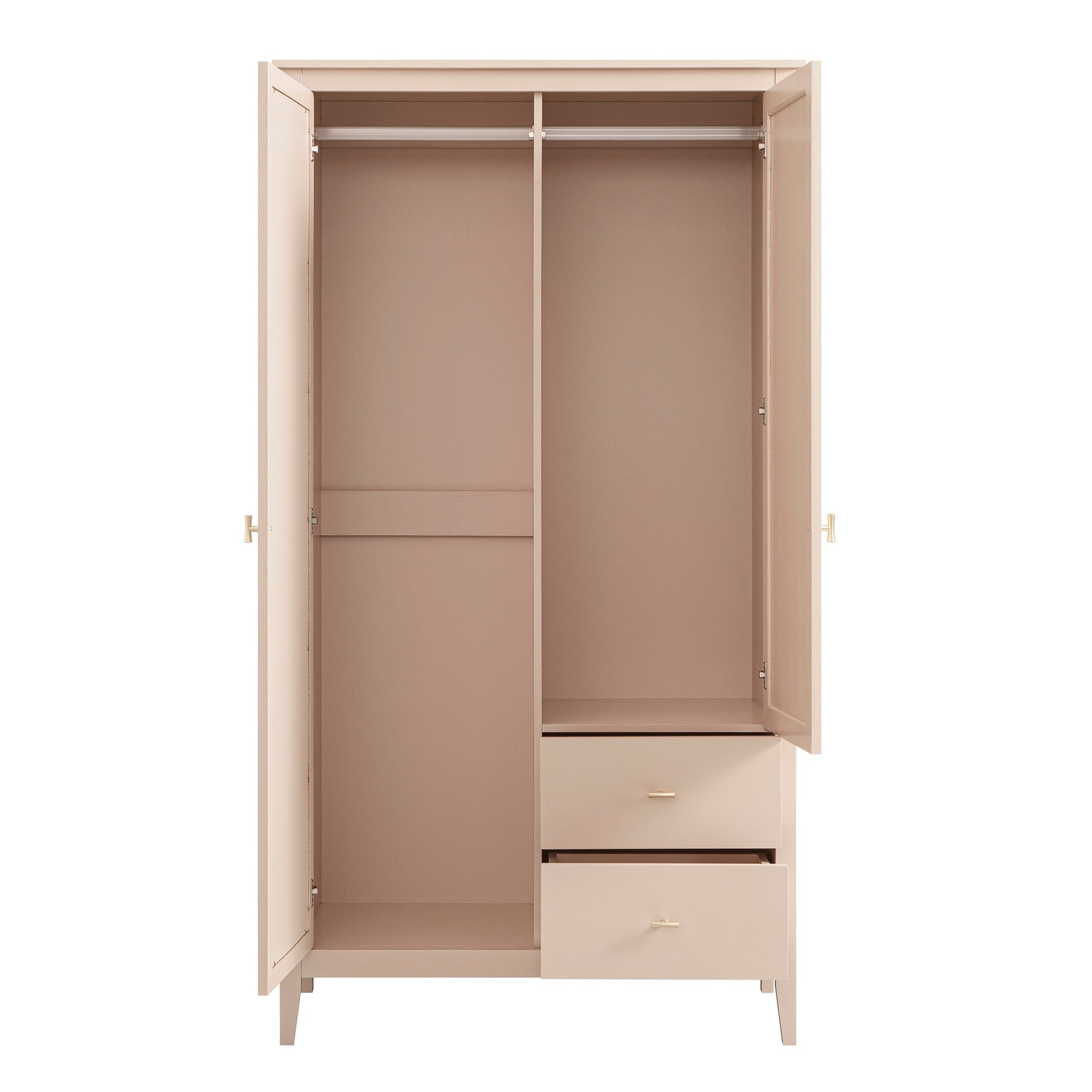 Oakham Mirrored Double Closet, Nude Pink