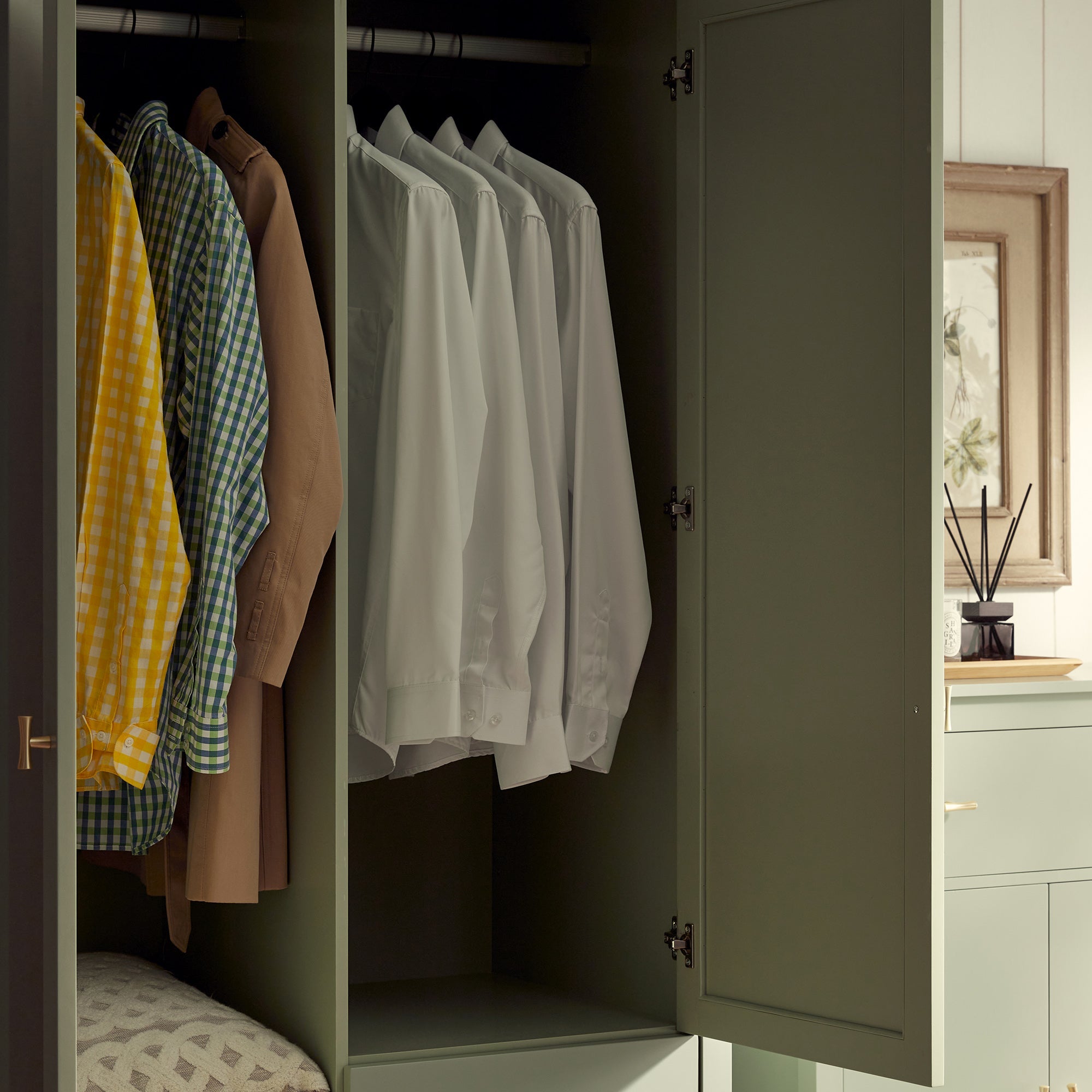 Oakham Mirrored Double Closet, Desert Sage